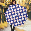 Blue Baseball Pattern Print Foldable Umbrella