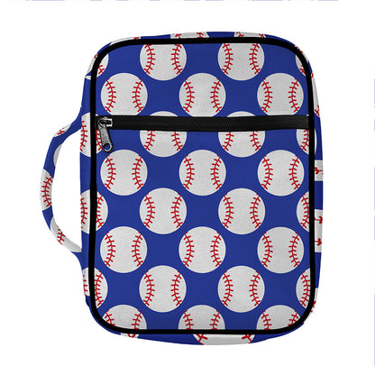 Blue Baseball Pattern Print Front Pocket Bible Bag