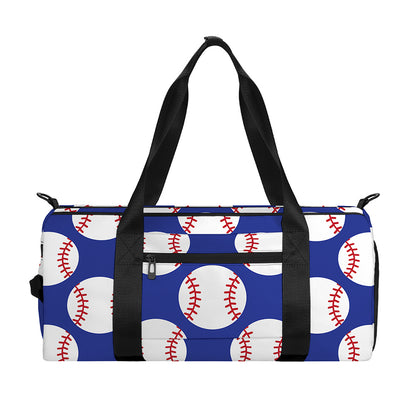 Blue Baseball Pattern Print Gym Bag