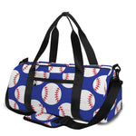 Blue Baseball Pattern Print Gym Bag
