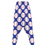 Blue Baseball Pattern Print Hammer Pants