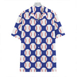 Blue Baseball Pattern Print Hawaiian Shirt