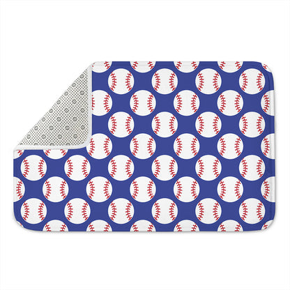 Blue Baseball Pattern Print Indoor Door Mat