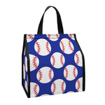 Blue Baseball Pattern Print Insulated Lunch Tote