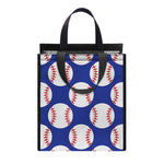 Blue Baseball Pattern Print Insulated Lunch Tote