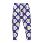 Blue Baseball Pattern Print Jogger Pants