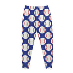 Blue Baseball Pattern Print Jogger Pants