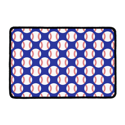 Blue Baseball Pattern Print Kitchen Mat