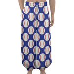 Blue Baseball Pattern Print Lantern Pants