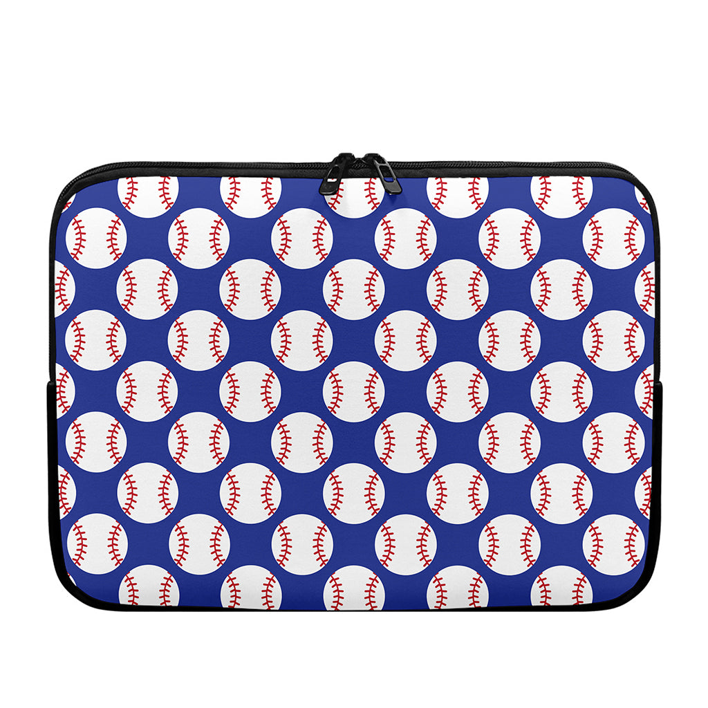 Blue Baseball Pattern Print Laptop Sleeve