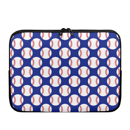 Blue Baseball Pattern Print Laptop Sleeve