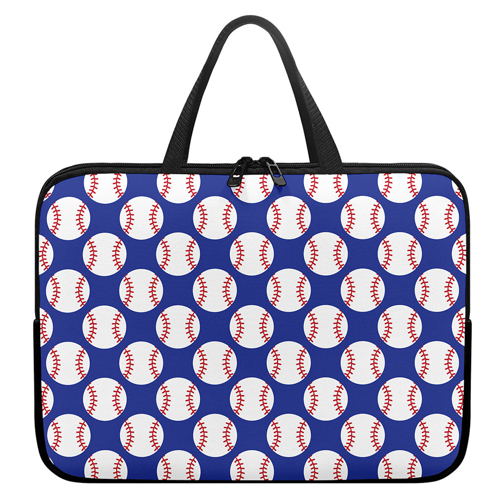 Blue Baseball Pattern Print Laptop Sleeve With Handle