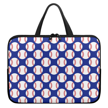 Blue Baseball Pattern Print Laptop Sleeve With Handle