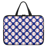 Blue Baseball Pattern Print Laptop Sleeve With Handle