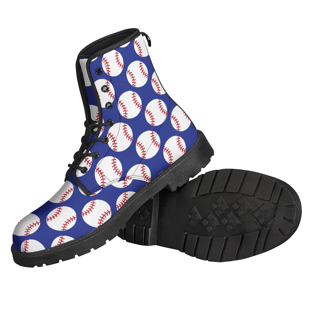 Blue Baseball Pattern Print Backpack
