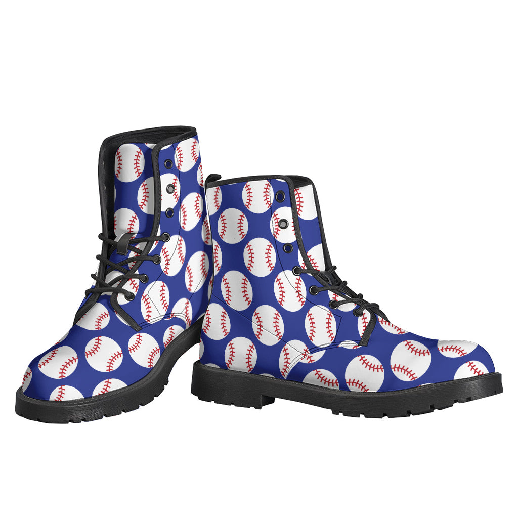 Blue Baseball Pattern Print Backpack