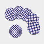 Blue Baseball Pattern Print Leather Coaster Set