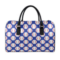Blue Baseball Pattern Print Leather Duffel Bag
