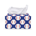 Blue Baseball Pattern Print Leather Tissue Box Cover
