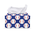 Blue Baseball Pattern Print Leather Tissue Box Cover