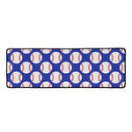 Blue Baseball Pattern Print Long Kitchen Mat