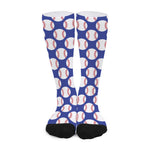 Blue Baseball Pattern Print Long Socks