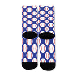 Blue Baseball Pattern Print Long Socks