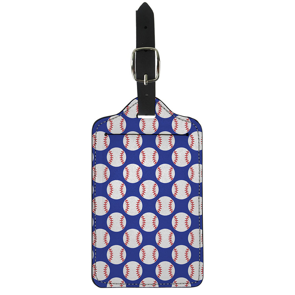 Blue Baseball Pattern Print Luggage Tag