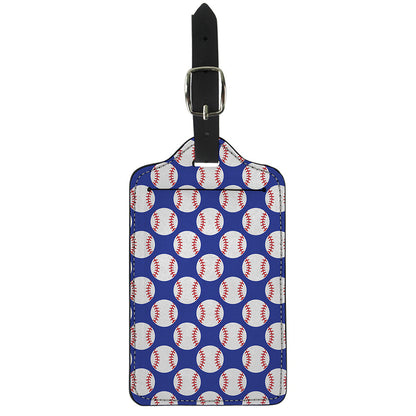 Blue Baseball Pattern Print Luggage Tag