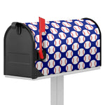 Blue Baseball Pattern Print Mailbox Cover