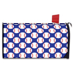 Blue Baseball Pattern Print Mailbox Cover