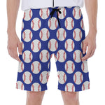 Blue Baseball Pattern Print Men's Beach Shorts