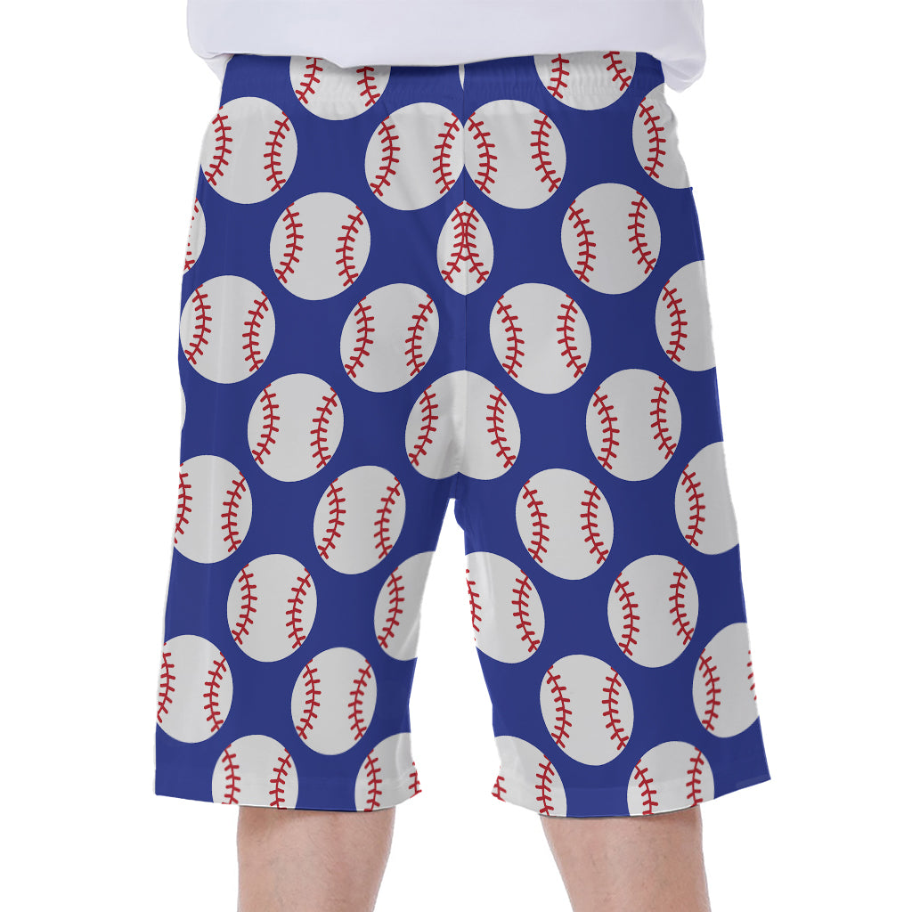 Blue Baseball Pattern Print Men's Beach Shorts
