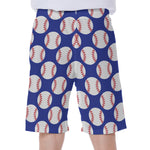 Blue Baseball Pattern Print Men's Beach Shorts