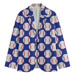 Blue Baseball Pattern Print Men's Blazer
