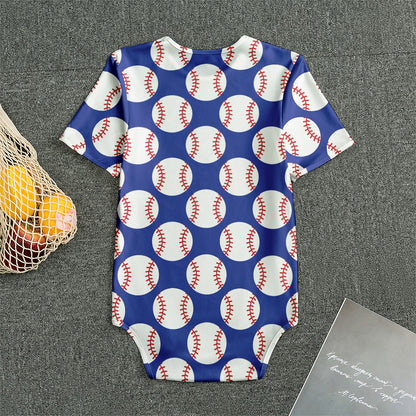 Blue Baseball Pattern Print Men's Bodysuit