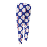 Blue Baseball Pattern Print Men's Compression Pants