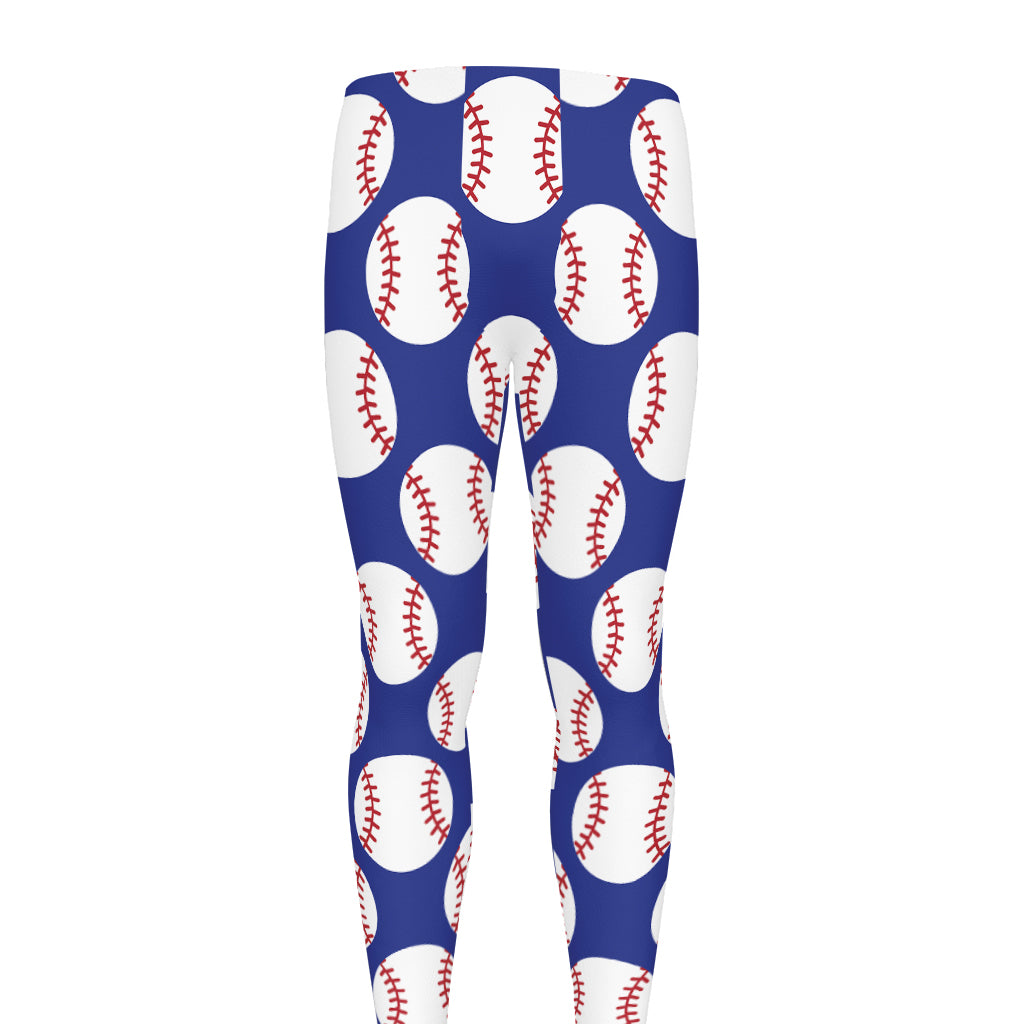 Blue Baseball Pattern Print Men's leggings