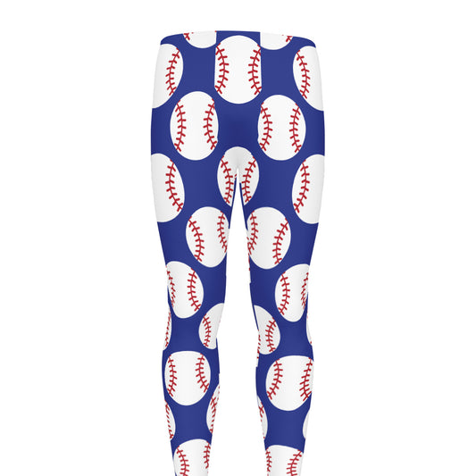 Blue Baseball Pattern Print Men's leggings