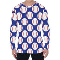 Blue Baseball Pattern Print Men's Long Sleeve T-Shirt