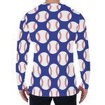 Blue Baseball Pattern Print Men's Long Sleeve T-Shirt