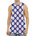 Blue Baseball Pattern Print Men's Muscle Tank Top
