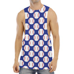 Blue Baseball Pattern Print Men's Muscle Tank Top