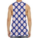Blue Baseball Pattern Print Men's Muscle Tank Top