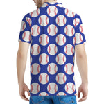 Blue Baseball Pattern Print Men's Polo Shirt
