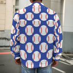 Blue Baseball Pattern Print Men's Shirt Jacket