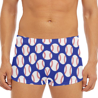 Blue Baseball Pattern Print Men's Short Boxer Briefs
