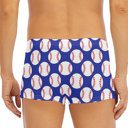Blue Baseball Pattern Print Men's Short Boxer Briefs