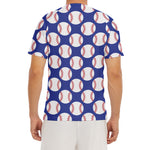 Blue Baseball Pattern Print Men's Short Sleeve Rash Guard