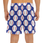 Blue Baseball Pattern Print Men's Split Running Shorts